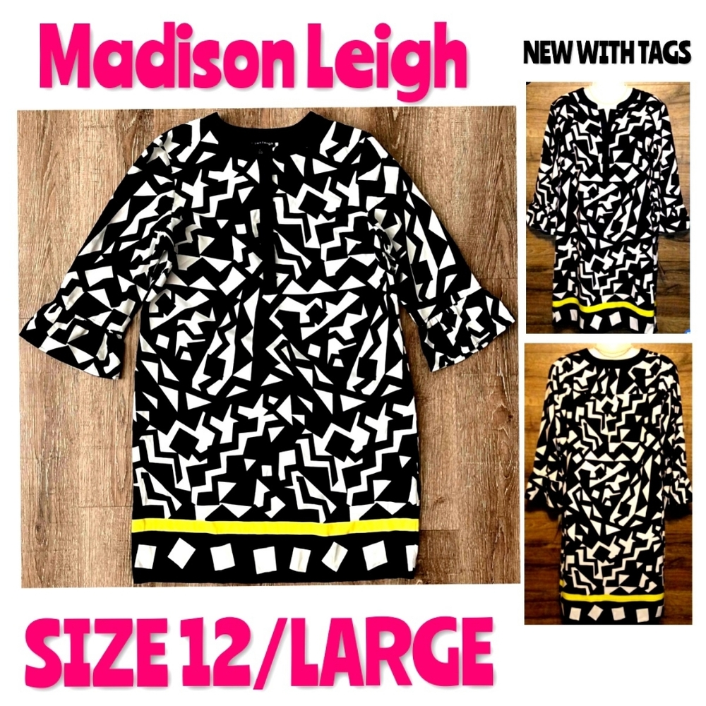 Madison Leigh Sheath Dress Size 12 Bell Sleeve NWT - Picture 1 of 9
